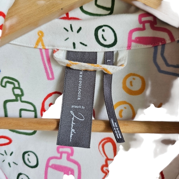 Anthropologie Colorful Patterned Womens Pajama Shirt Size Large - Picture 4 of 8